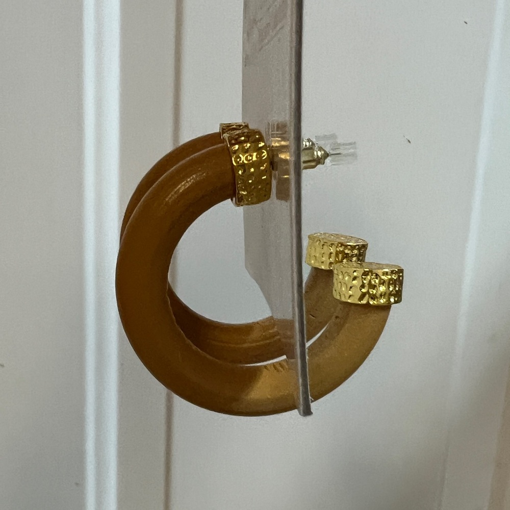 Gold and Brown Hoop Earrings